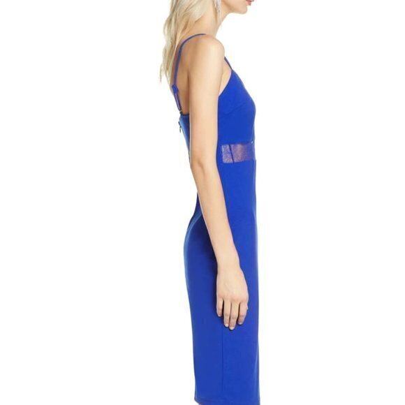 NEW Lulus Limo Ride Lace Inset Cocktail‎ Dress Blue - Picture 3 of 5